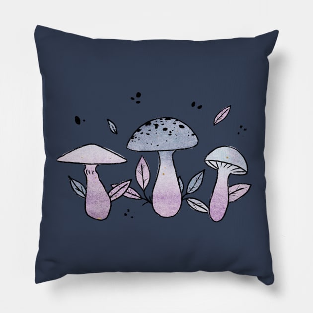 Cute pastel mushrooms Pillow by Ellen Wilberg