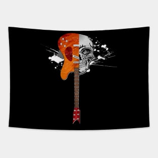 Skull Guitar Design Tapestry