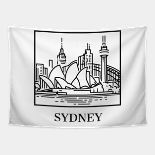 sydney line art illustration white background Tapestry