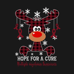 Reindeer Hope For A Cure Multiple myeloma Awareness Christmas T-Shirt