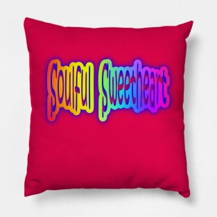 Soulful Sweetheart Neon Retro Rainbow Pillow