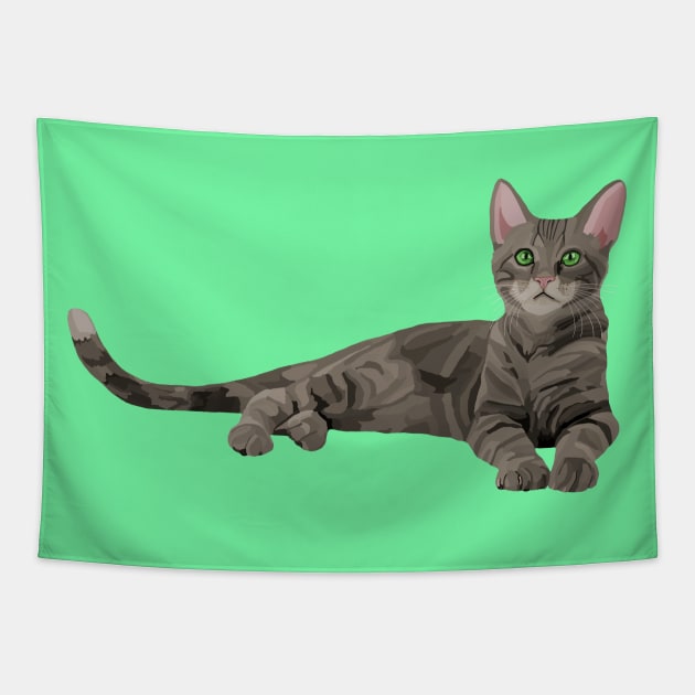 Cute Gray Tabby Kitten Tapestry by Art by Deborah Camp