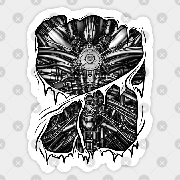 Gamer Robot Metal Machinery Inside Halloween Costume - Gamer Robot Halloween Costume - Sticker