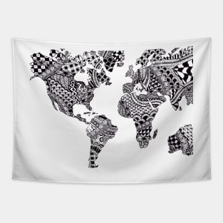 Zentangle World Map Tapestry