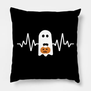 Funny Pumpkin Boo Ghost Heartbeat Halloween Pillow