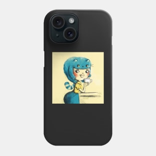 Blue hairCat Phone Case