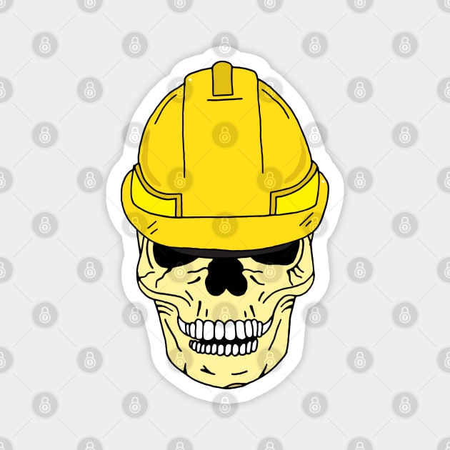 Skull Wearing Builder Construction Helmet Magnet by HotHibiscus