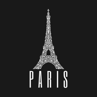 Paris France Eiffel Tower Art Design White T-Shirt