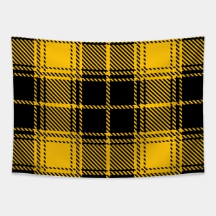 Yellow and Black Buffalo checked Plaid Pattern Tapestry