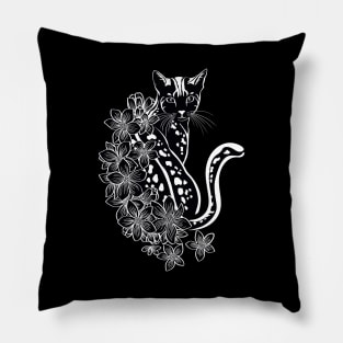 Cat Flower Tattoo Pillow