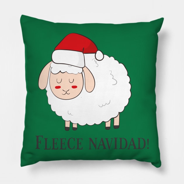 Fleece Navidad, Funny Cute Sheep Christmas Pillow by Dreamy Panda Designs