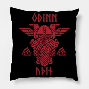 Odin valknut runes red Pillow