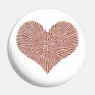 Turing Pattern Sunburst Love Heart (Red) Pin