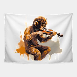 Monkey Playing Violin Tapestry