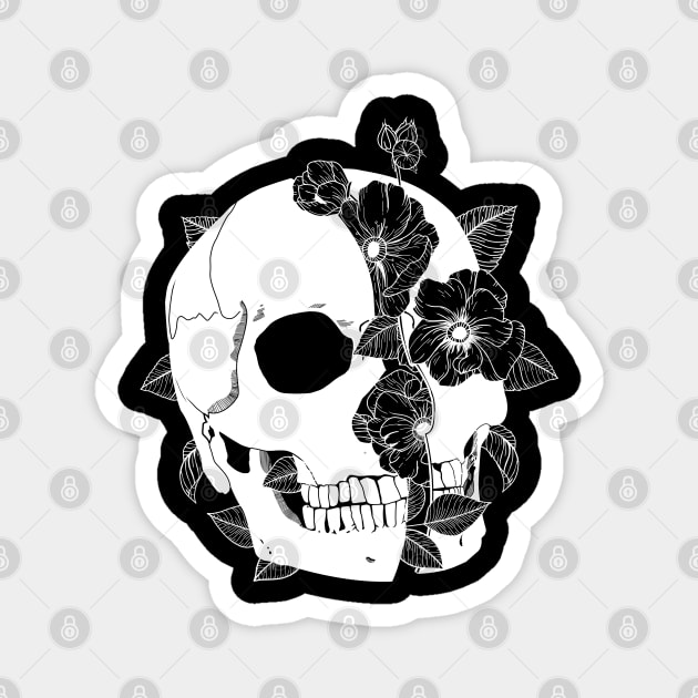 Skull Roses Magnet by Forfeit Club