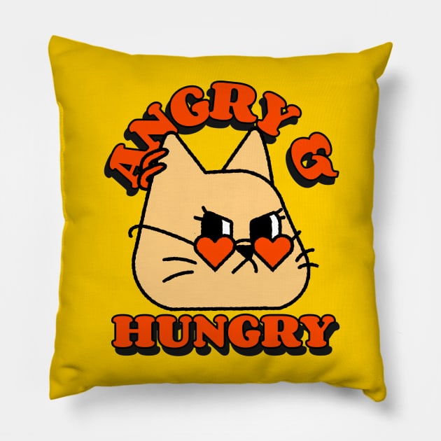Angry and hungry cat Pillow by Purrfect Shop