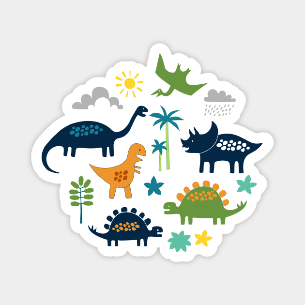 Dinosaur Land - cute Dino pattern Magnet by Cecca