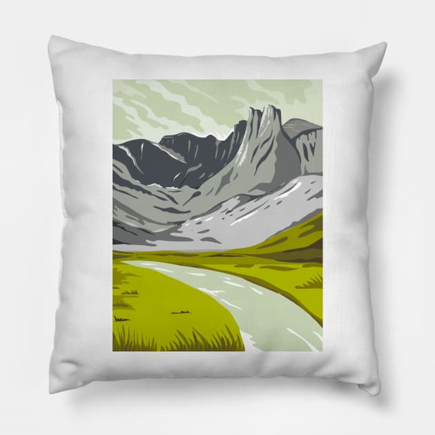 Gates of the Arctic National Park and Preserve Oolah Valley in Alaska United States WPA Poster Art Color Pillow by retrovectors