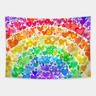 Rainbow Hearts Tapestry