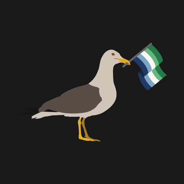 Seagull Holding Gay Male Pride Flag by JustGottaDraw