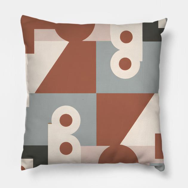 Classic Geometric Wallpaper: Abstract Shapes in Muted Earthy Hues. Pillow by Zenflow