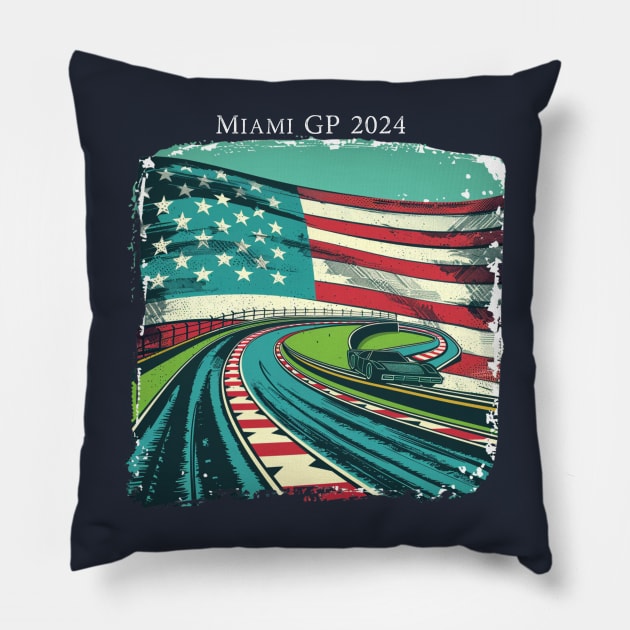 2024 Miami Grand Prix F1 T-Shirt - Merchandise | Unique F1 Tracks Design | Limited Edition | Perfect Gift for Miami F1 Fans Pillow by pitshopmerch@gmail.com