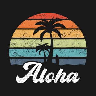 Aloha Hawaii Hawaiian Island Palm Beach Surfboard Surf T-Shirt