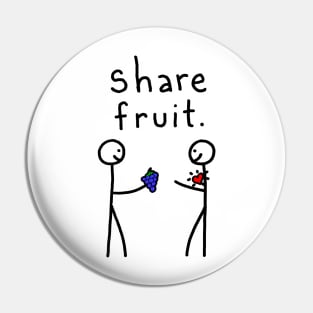 Stick Figures Share Fruit Pin