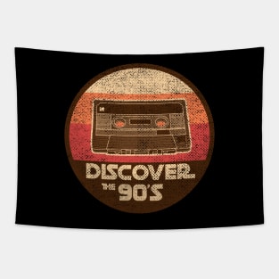 DISCOVER THE 90'S retro vintage cassette tape mashup Tapestry