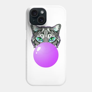 Purple Bubblegum Cat Phone Case