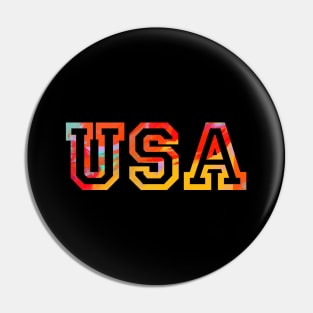 Color letter print USA Pin