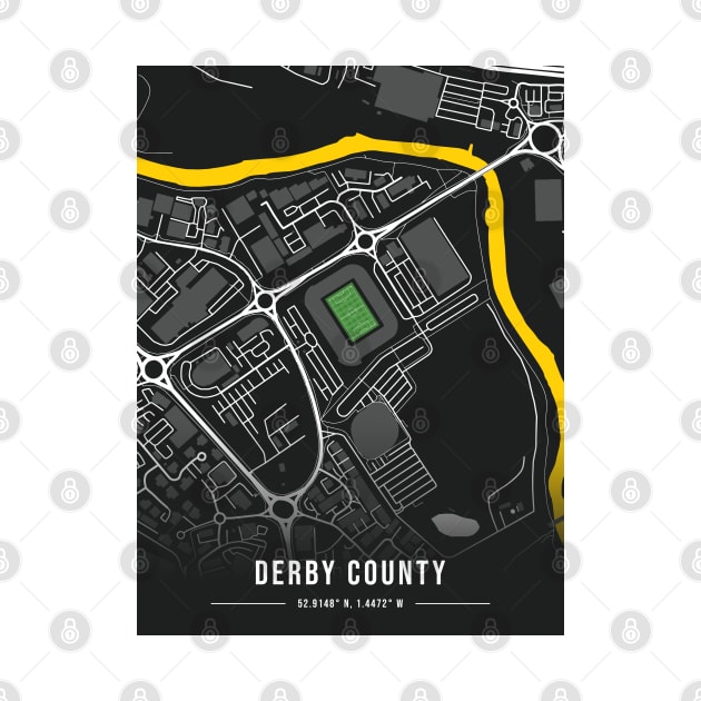 Pride Park Map Design (Black) by TopFootballStadiums