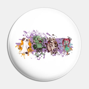 Watercolor Halloween Trick or Treaters Pin