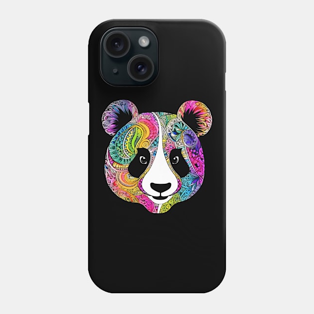 Colorful Zen Mandala Panda Bear Drawing Phone Case by TeeTrendz