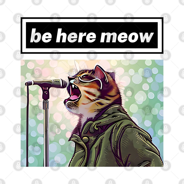 britpop cat  be here meow by Darts Tees Emporium