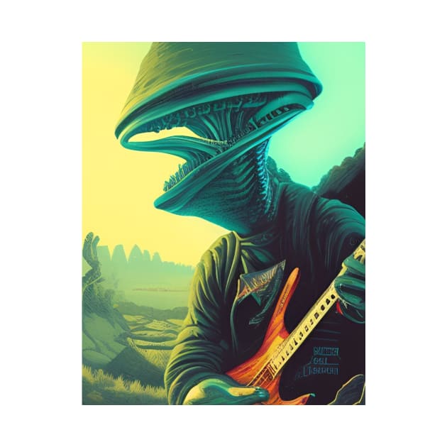 Alien with Guitar 2 by GrafDot