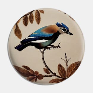 Blue Eurasian Jay Pin