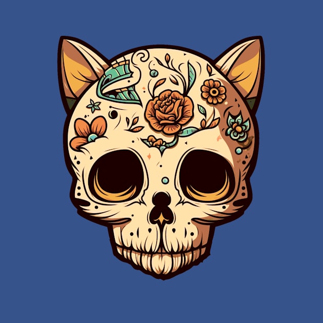 mexican skull cat by gambar_corek