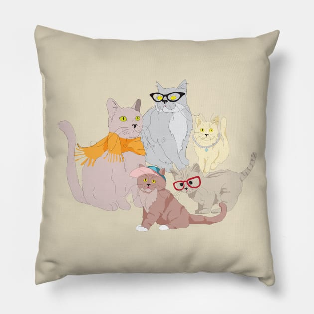 Accessory Cats Pillow by marlenepixley