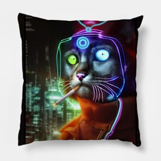 Neon Cat Life Pillow