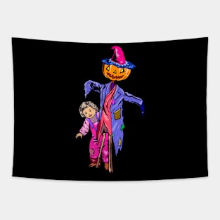 halloween party with wooden dolls Tapestry