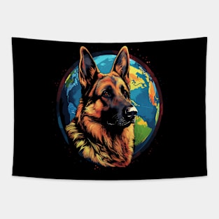 German Shepherd Earth Day Tapestry