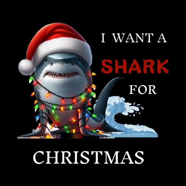 I Want A Shark For Christmas Xmas Shark by Positive Designer