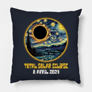 starry night - Total Solar Eclipse - 8 avril 2024 Pillow