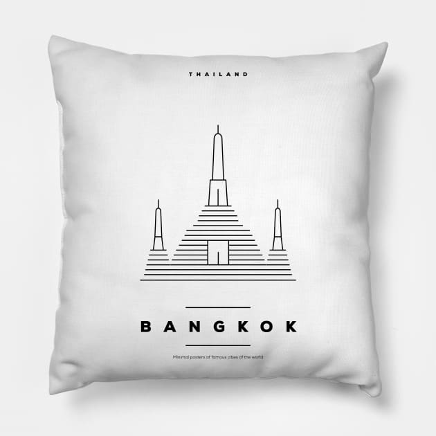 Bangkok Minimal Black Line Design Pillow by kursatunsal