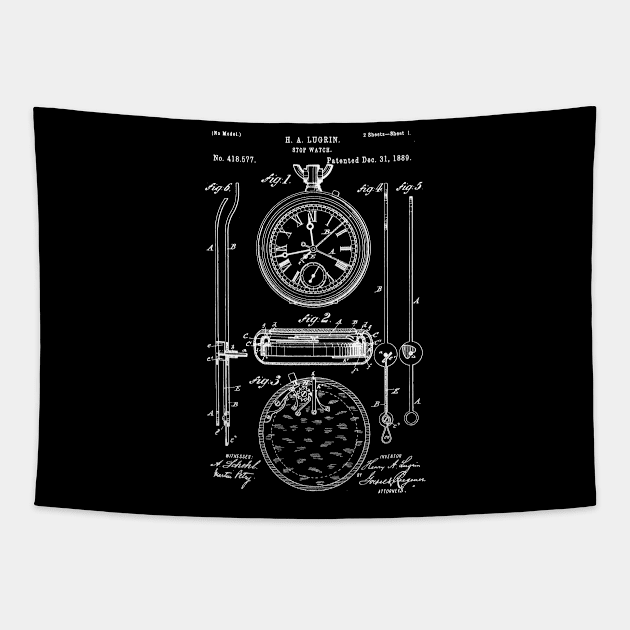 Stop Watch Patent 1889 Tapestry by Anodyle