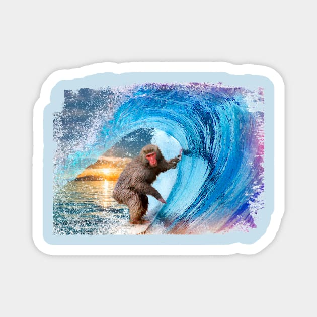 Surfing monkey Magnet by Mark_arts