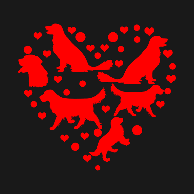 cute golden retriever dog lovers heart silhouette valentines day gifts by T-shirt verkaufen