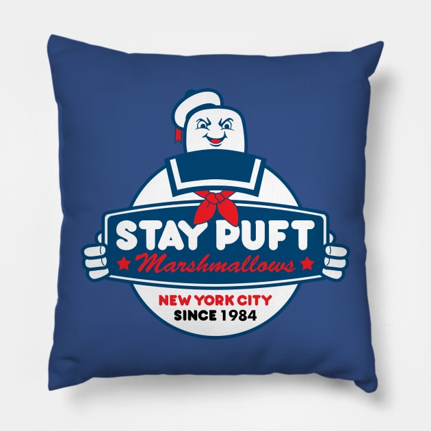 Stay Puft Marshmallows Ghostbusters Pillow by scribblejuice
