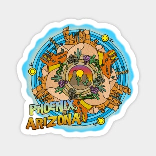 Phoenix, Arizona Desert Southwest Themed Mandala Magnet